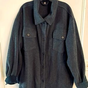 WOOLX Jacket Womens XL Merino Wool Sawyer Shacket in Carbon Black Soft Boucle-